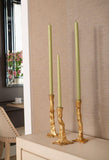 Branch Set of 3 Candlesticks / Gold Leaf-Villa & House-Blue Hand Home