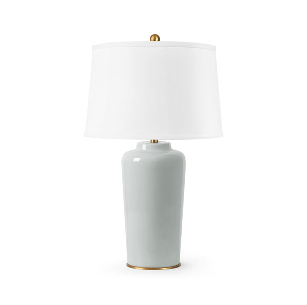Draper Lamp with Shade 17-inch White Linen, with Gold-Blue Hand Home