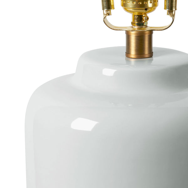 Draper Lamp with Shade 17-inch White Linen, with Gold-Blue Hand Home