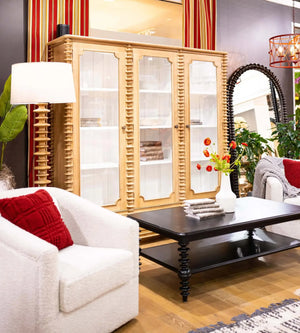 Milano Bookcase w/ 3 Glass Doors-Blue Hand Home