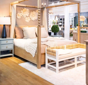 Cholet Poster King Bed In Fruitwood-Blue Hand Home