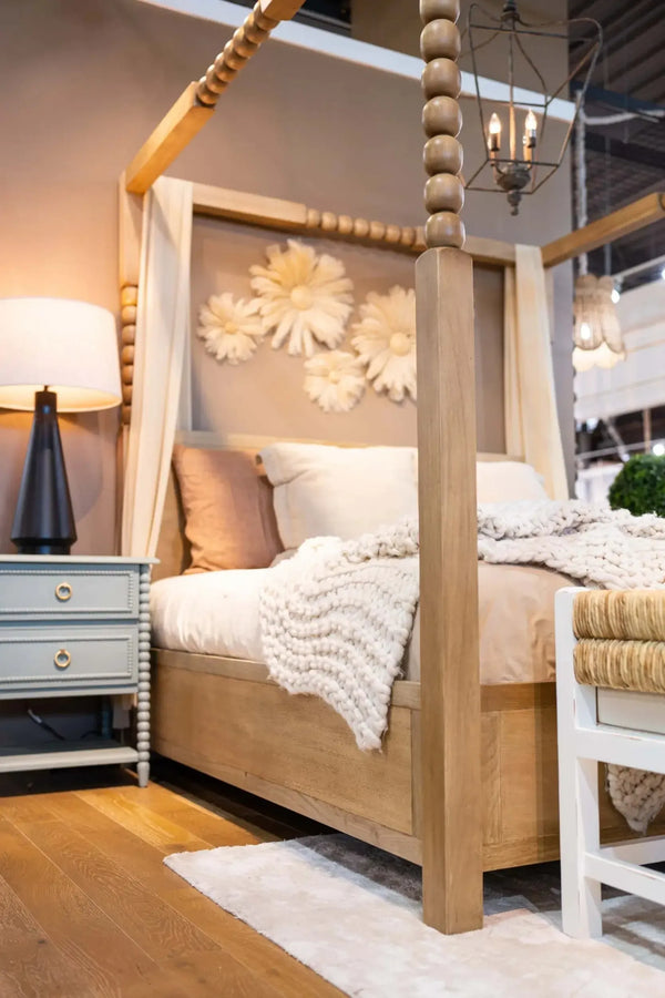 Cholet Poster King Bed In Fruitwood-Blue Hand Home