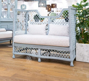 Rabana High Back Rattan Loveseat-Blue Hand Home