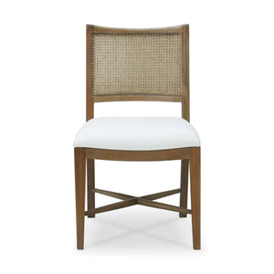 Bramble Dulwich Dining Chair In Straw Wash W/ Arctic White Performance Fabric-Bramble-Blue Hand Home