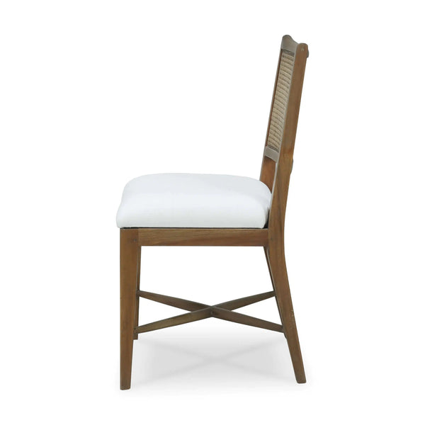 Bramble Dulwich Dining Chair In Straw Wash W/ Arctic White Performance Fabric-Bramble-Blue Hand Home
