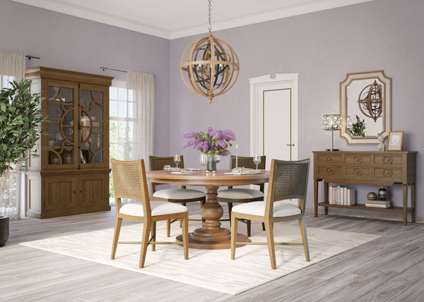 Bramble Dulwich Dining Chair In Straw Wash W/ Arctic White Performance Fabric-Bramble-Blue Hand Home