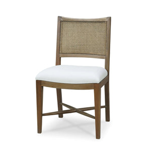 Bramble Dulwich Dining Chair In Straw Wash W/ Arctic White Performance Fabric-Bramble-Blue Hand Home