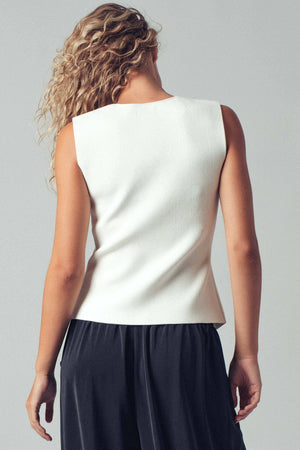 Sculpted Button-Front Knit Vest-Blue Hand Home