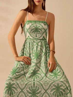 Cascais Bohemia Tropical palm strappy sundress-Blue Hand Home