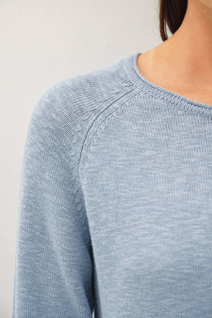 [NEW SHADE]RAGLAN SLEEVE SLUB PULLOVER SWEATER-Blue Hand Home