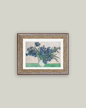 Blue Irises in Vase Framed Antique Art-Blue Hand Home