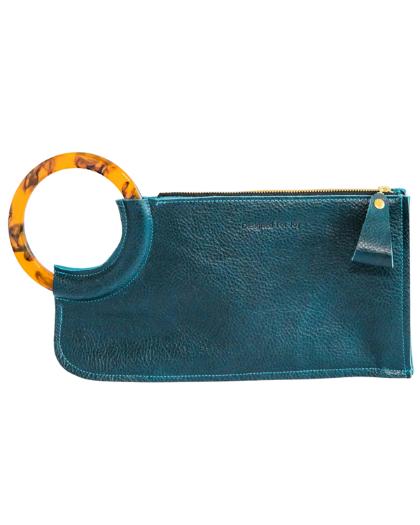 Leather Wristlet Handbag, Medium Size - The Adele-Blue Hand Home