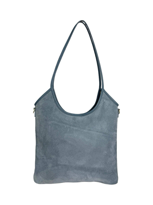 Talia Bag in Avio Suede-Blue Hand Home