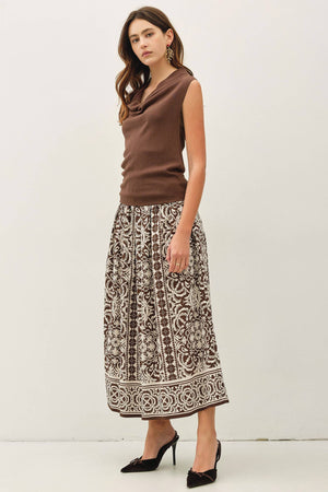 DRAPING PLEATS MAXI SKIRT-Blue Hand Home