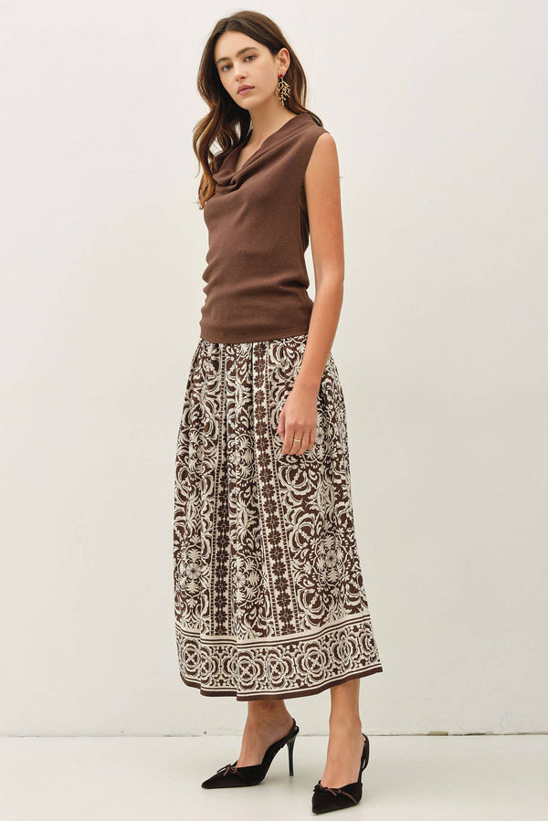 DRAPING PLEATS MAXI SKIRT-Blue Hand Home