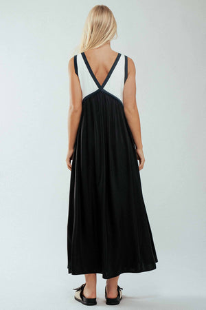 Contrast Piping Empire Waist Dress-Blue Hand Home