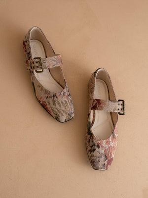 The Soho | Mauve Tapestry Ballet Fall Flat With Buckle