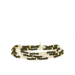 Crystal beaded pearl wrap bracelet-Blue Hand Home