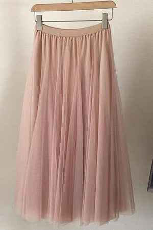 20 Colors Flowy Elastic Waist Tulle Pleated Skirt