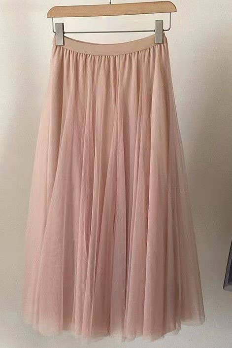 20 Colors Flowy Elastic Waist Tulle Pleated Skirt