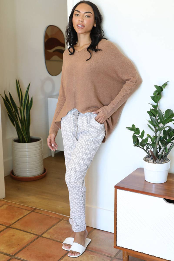 Npa31-Bw73 One Size Jaquard Drawstring Waist Pants