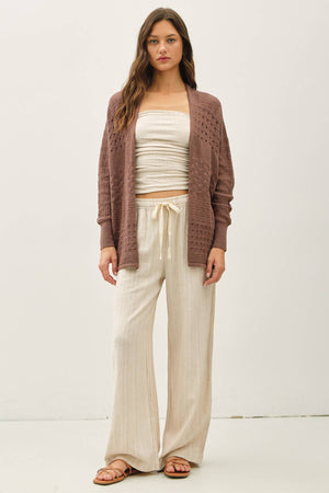 LIGHTWEIGHT CROCHET KNIT OPEN CARDIGAN-Blue Hand Home