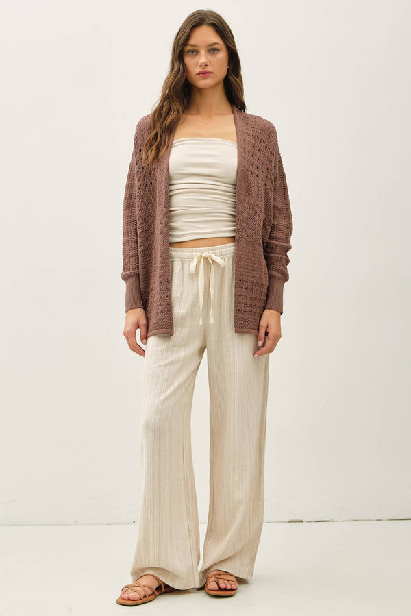 LIGHTWEIGHT CROCHET KNIT OPEN CARDIGAN-Blue Hand Home