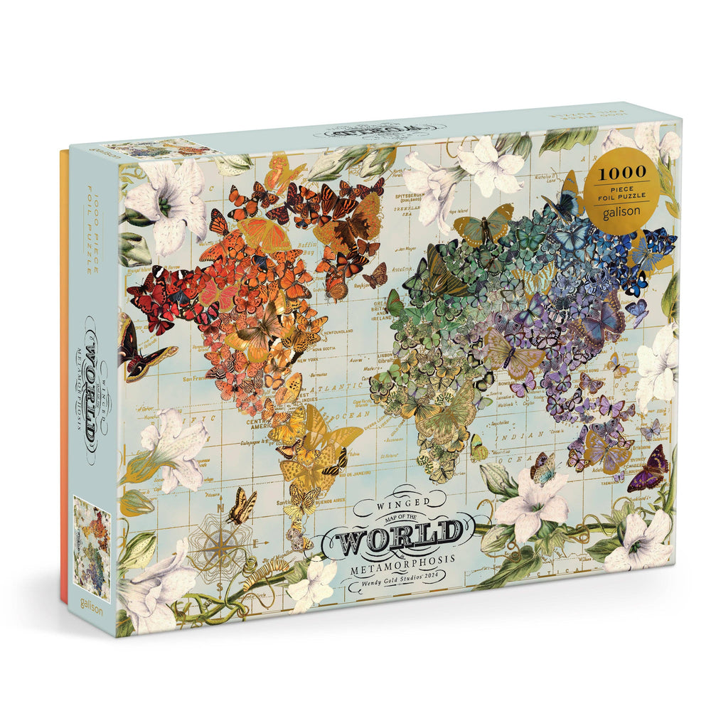 Wendy Gold Winged Metamorphosis 1000 Piece Foil Puzzle-Blue Hand Home