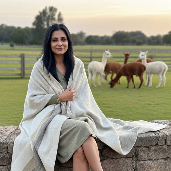 NEW! Alpaca Throw Blanket - Salt Flat-Blue Hand Home