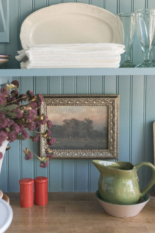 Sheep Farm Framed Antique Art-Blue Hand Home