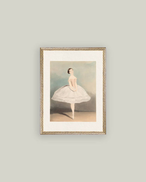 Ballerina Framed Antique Art-Blue Hand Home