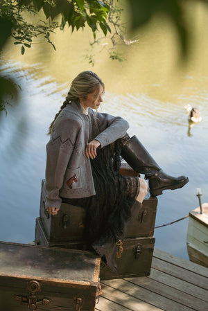 HORSE KNIT SWEATER CARDIGAN MSW10807-Blue Hand Home