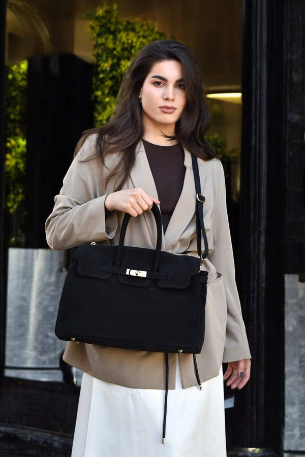 ELIZABETH BAG IN SUEDE-Blue Hand Home