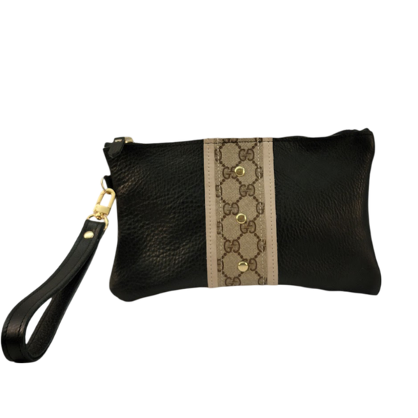 Cathy Wristlet In Black Leather | Upcycled Gucci