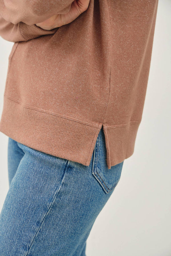 ROUND NECK HACCI BRUSHED PULLOVER KNIT TOP-Blue Hand Home