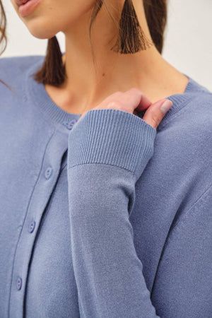 Ultra Soft Essential Basic Crewneck Button Up Cardigan