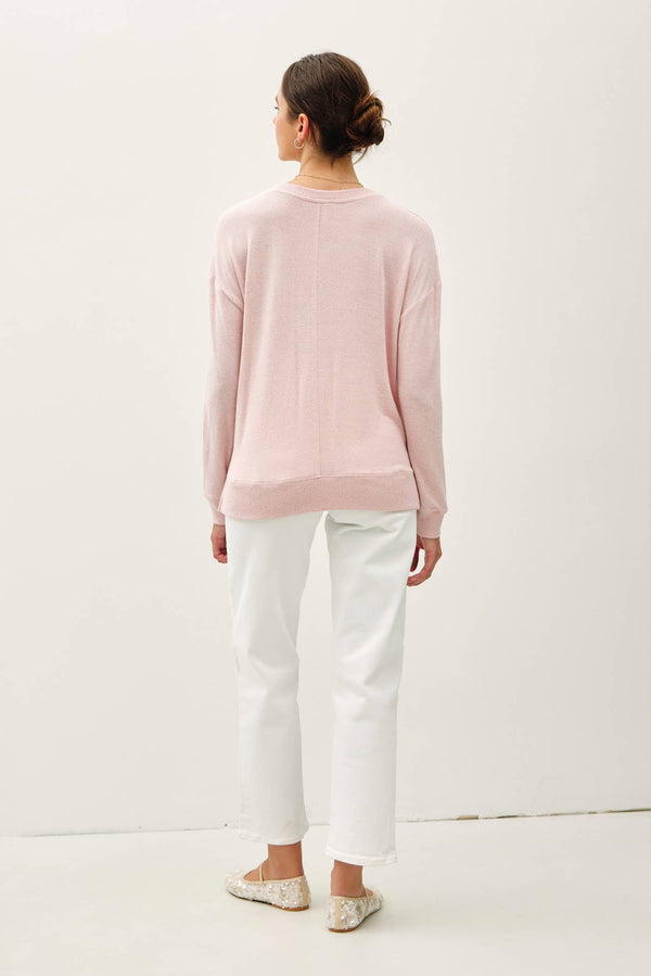 BUTTERY HACCI BRUSHED PULLOVER KNIT TOP-Blue Hand Home