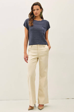 [New Color] Patch Pocket Dolman Cap Sleeve Boxy Knit