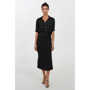 Button Up Midi Shirt Dress-Blue Hand Home
