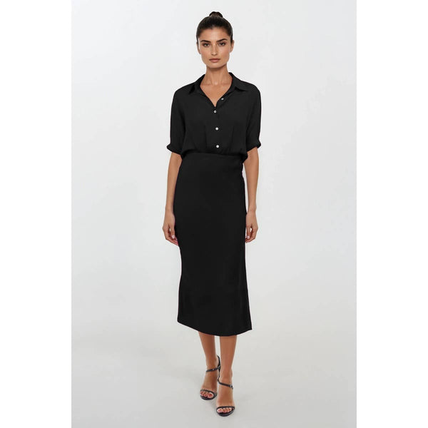 Button Up Midi Shirt Dress-Blue Hand Home