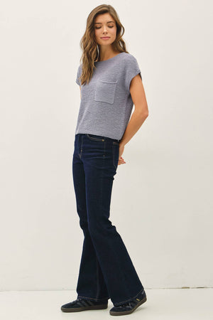 [New Color] Patch Pocket Dolman Cap Sleeve Boxy Knit