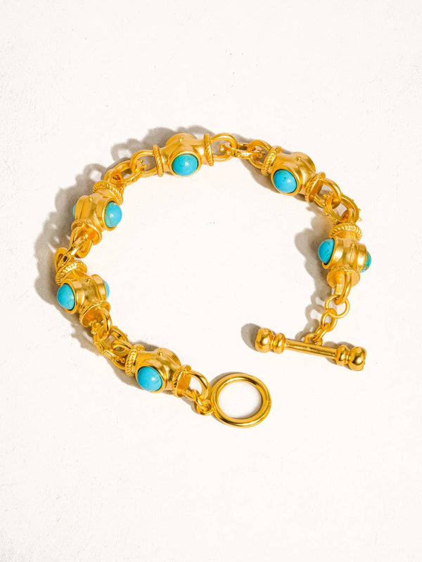 Atley 18K Gold Vintage Turquoise Bracelet-Blue Hand Home