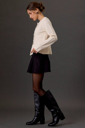 Covered Button Peplum Knit Cardigan