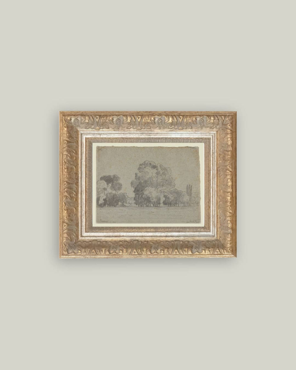 Grove Of Trees Framed Antique Art-Blue Hand Home