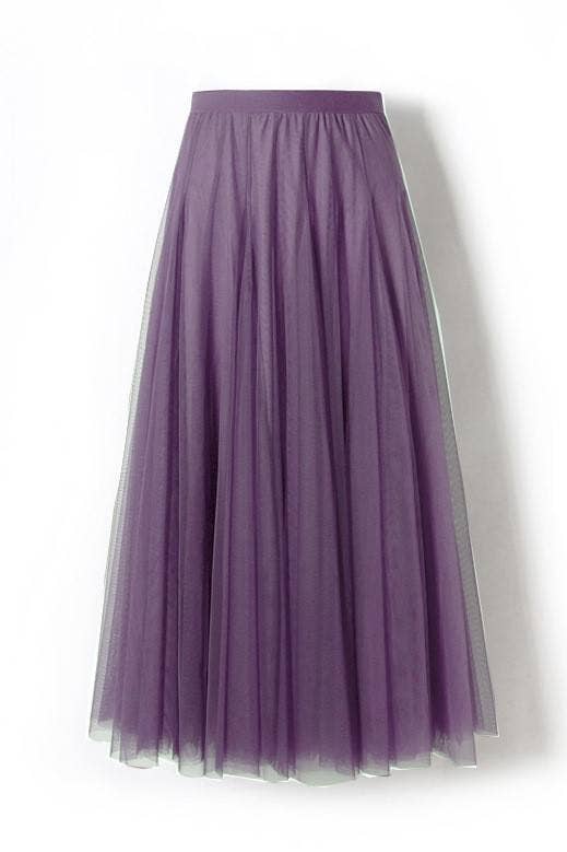 20 colors Flowy Elastic Waist Tulle Pleated Skirt-Blue Hand Home