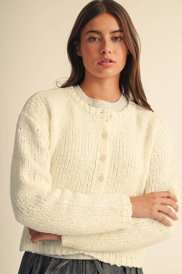 5261ik Textured Button Front Knit Cardigan Sweater