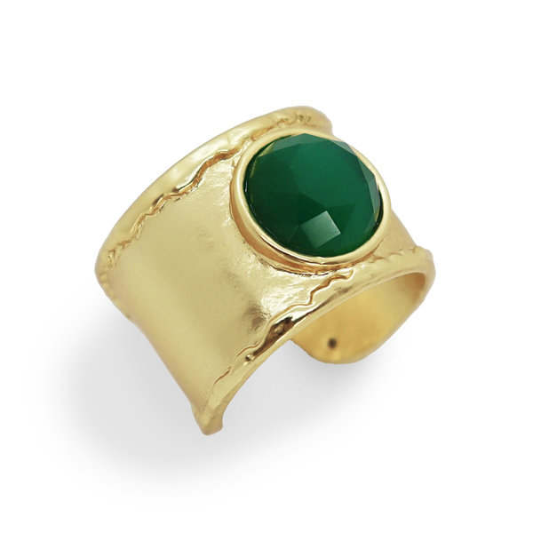 Hand-Edge Glass Ring - 24K Gold Plated-Blue Hand Home