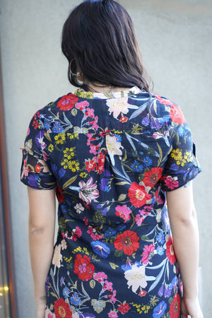 Erish Tunic Dress Black Beige-Blue Hand Home