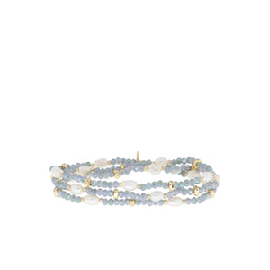 Crystal beaded pearl wrap bracelet-Blue Hand Home