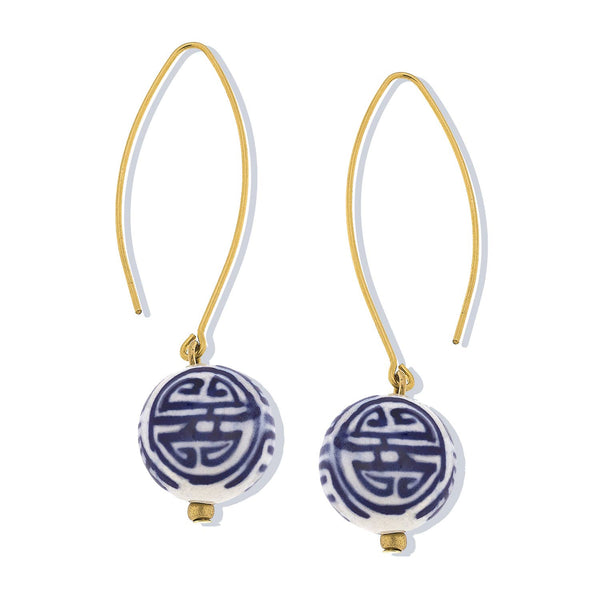 Porcelain Ball Threader Earrings